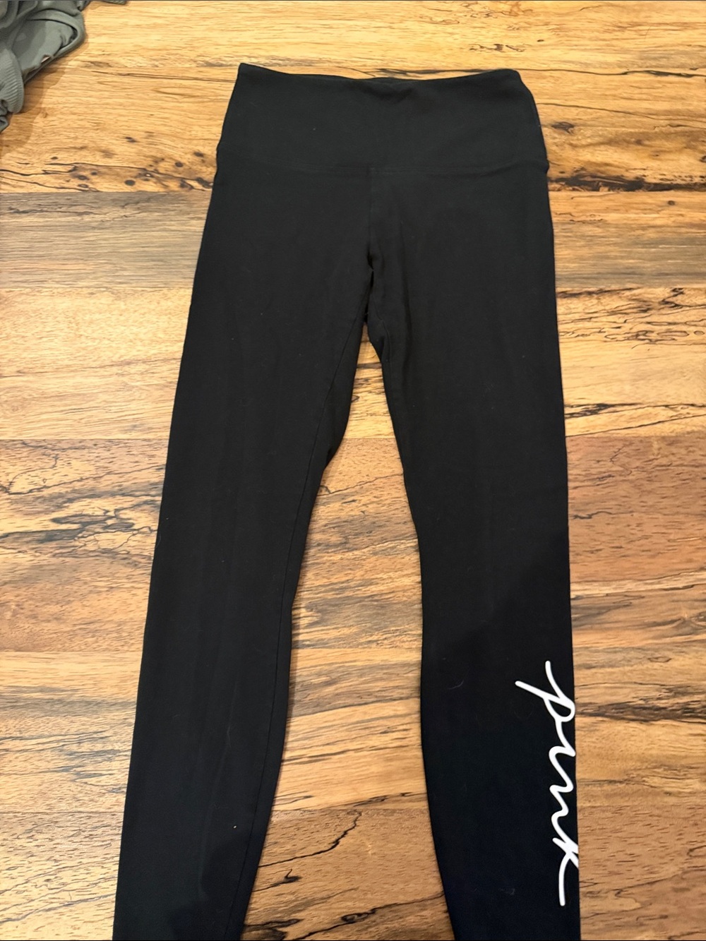 PINK Victoria's Secret Black High-Waist Leggings with White Script